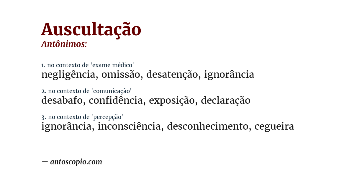 Antônimo de auscultação