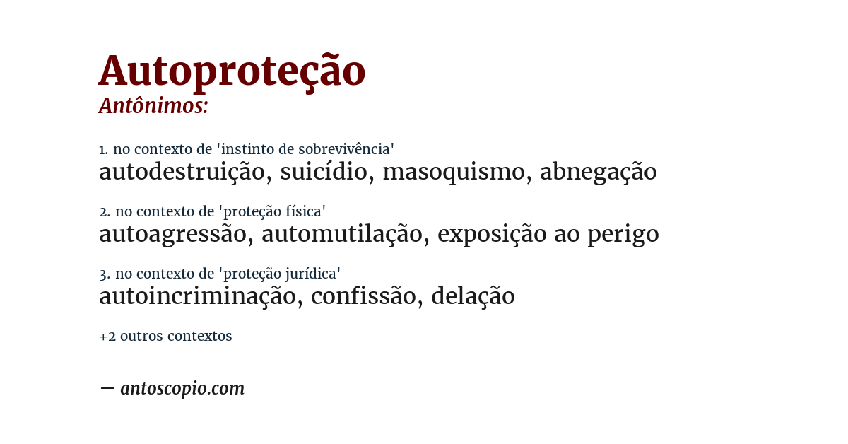 Antônimo de autoproteção