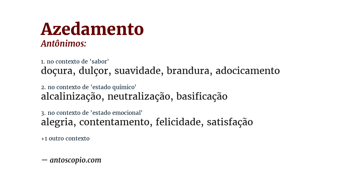 Antônimo de azedamento