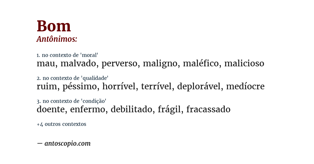 Antônimo de bom