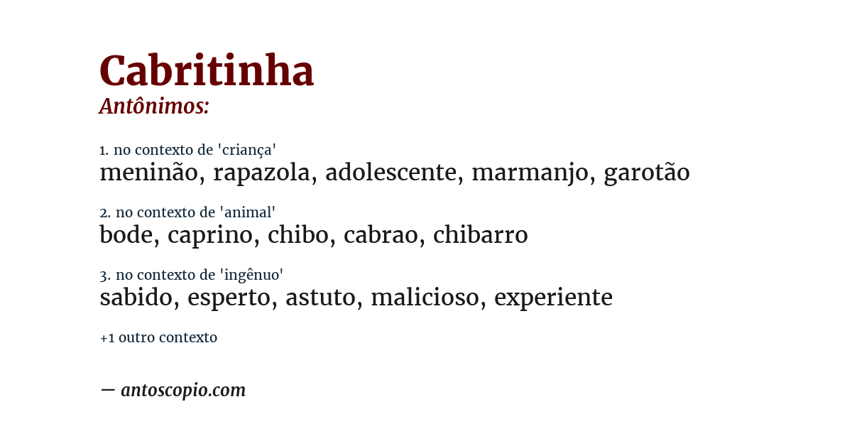 Antônimo de cabritinha