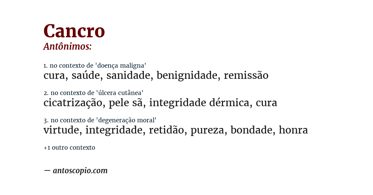 Antônimo de cancro