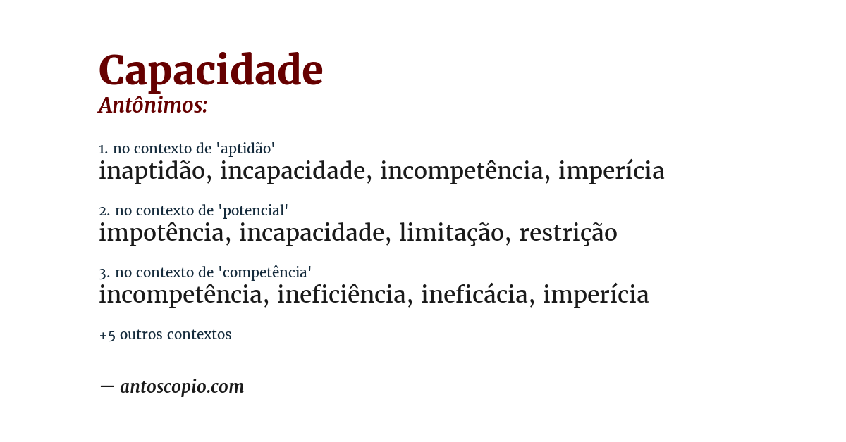 Antônimo de capacidade