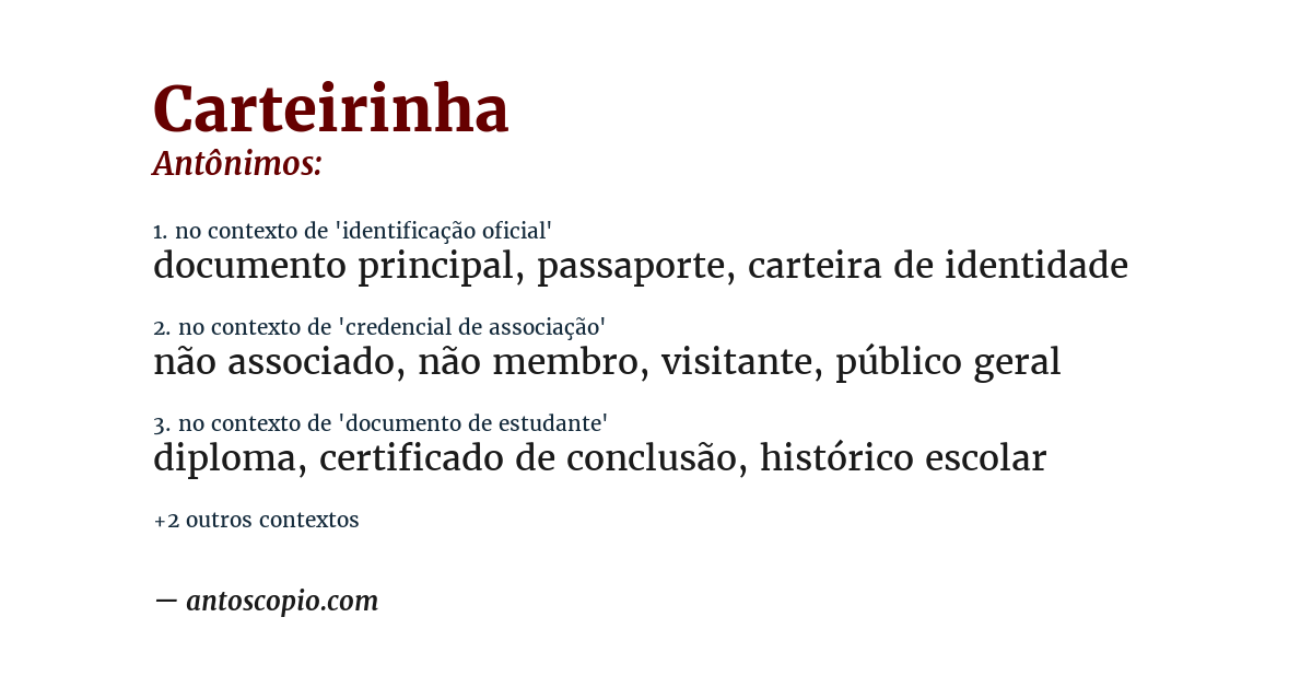 Antônimo de carteirinha
