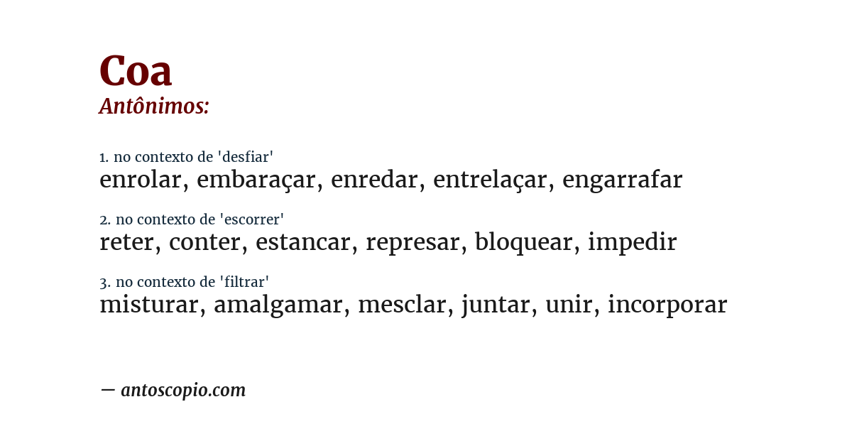 Antônimo de coa