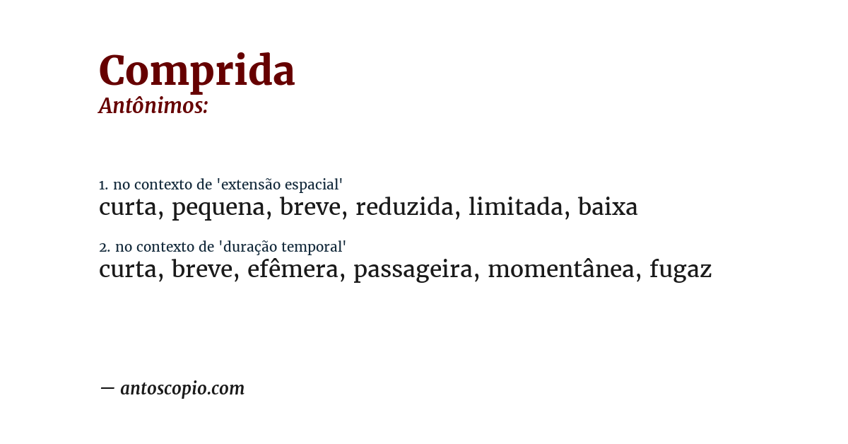 Antônimo de comprida