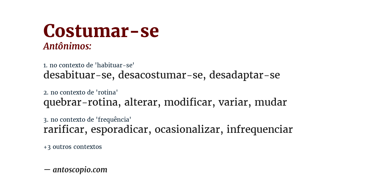 Antônimo de costumar-se