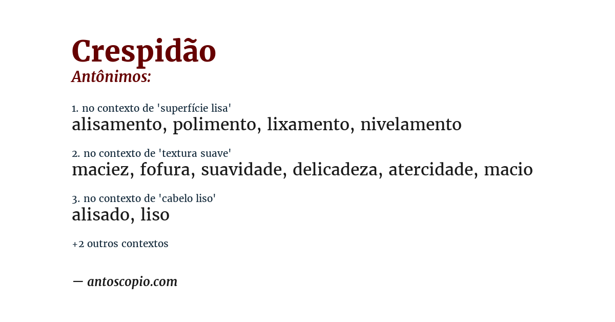 Antônimo de crespidão