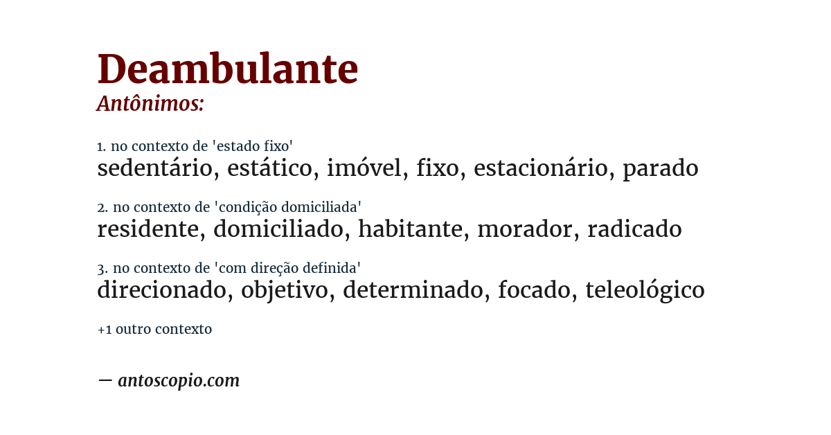 Antônimo de deambulante
