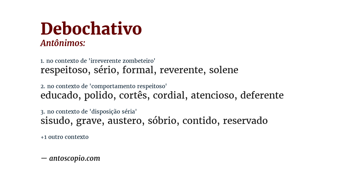 Antônimo de debochativo