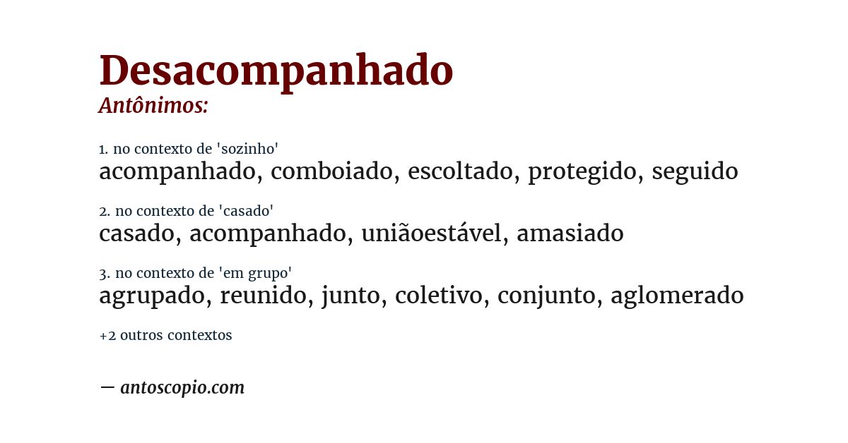 Antônimo de desacompanhado