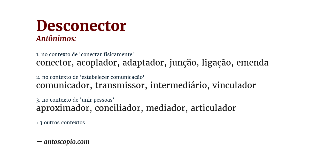 Antônimo de desconector