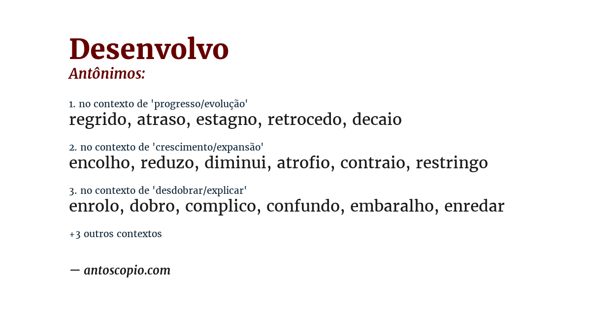 Antônimo de desenvolvo