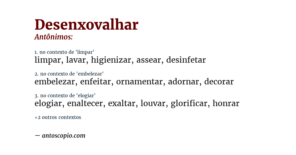 Antônimo de desenxovalhar