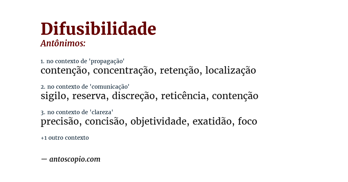 Antônimo de difusibilidade