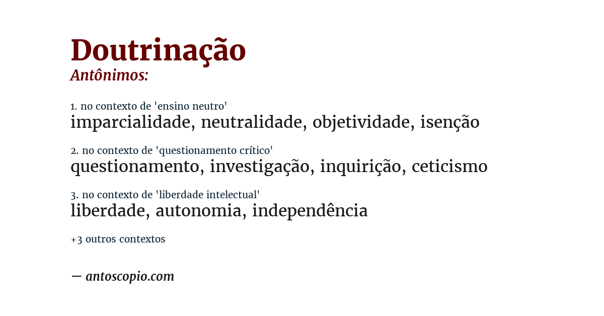 Antônimo de doutrinação