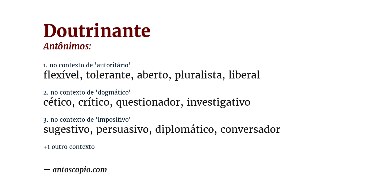 Antônimo de doutrinante