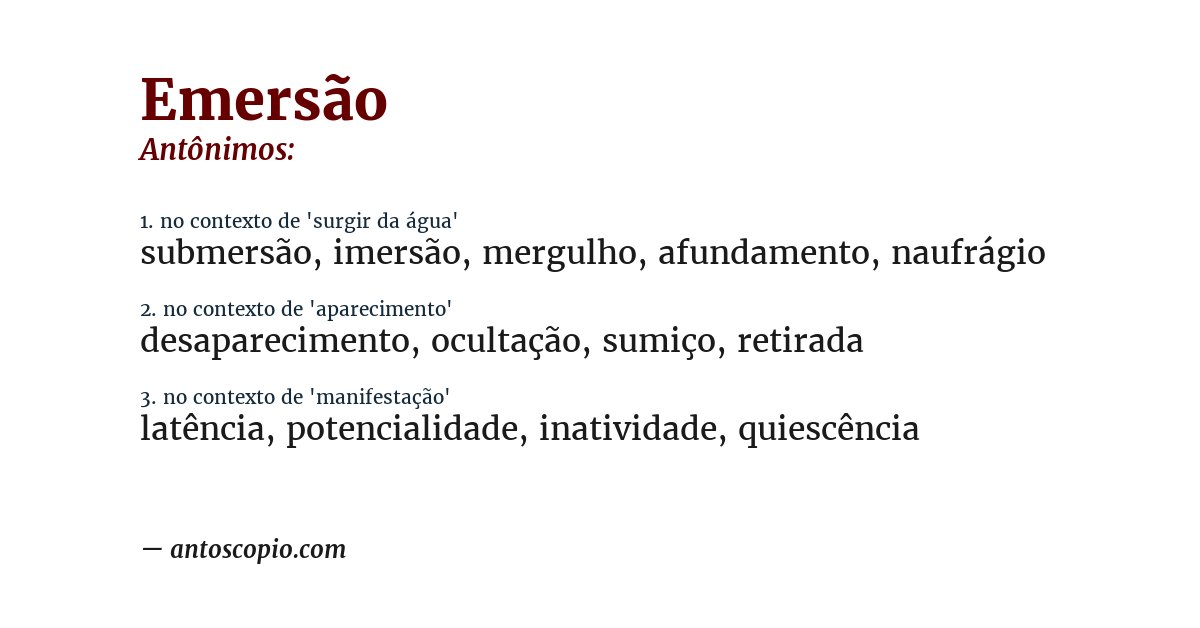 Antônimo de emersão