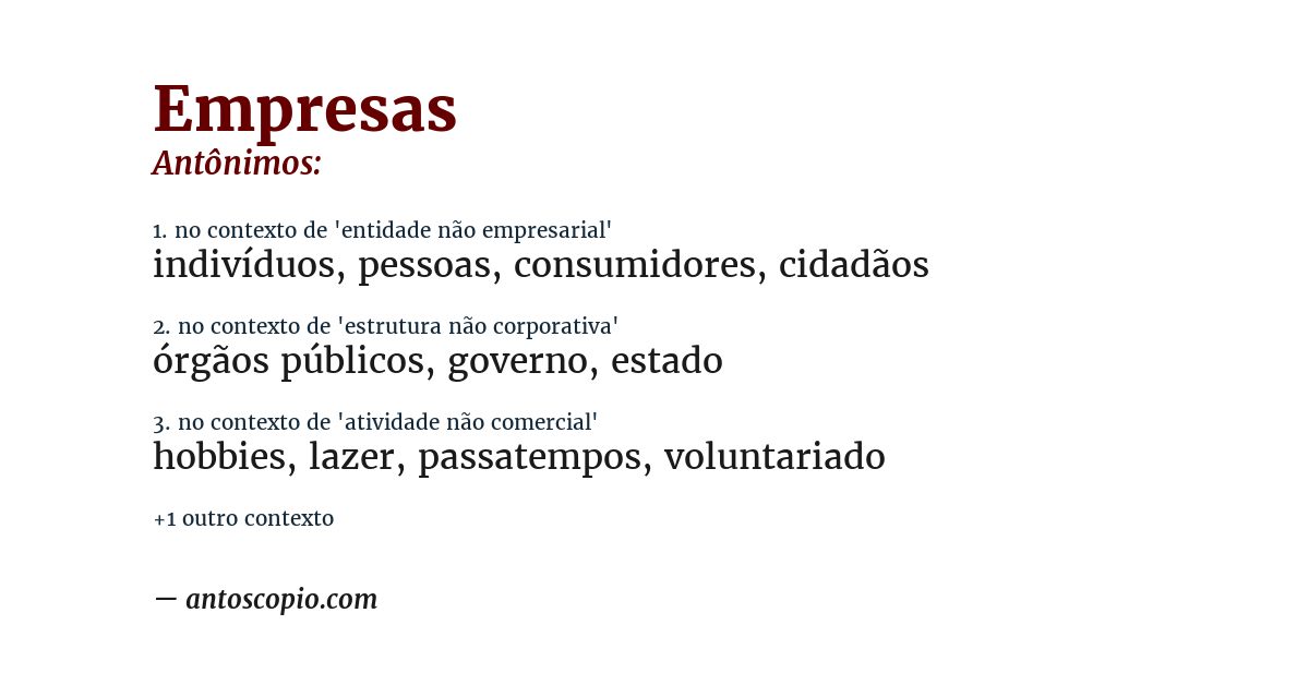 Antônimo de empresas