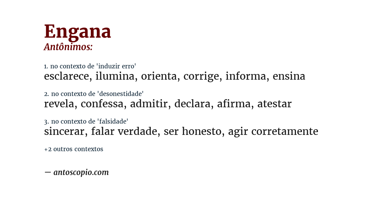 Antônimo de engana