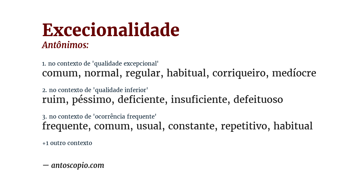 Antônimo de excecionalidade