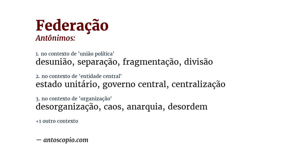 Antônimo de federação
