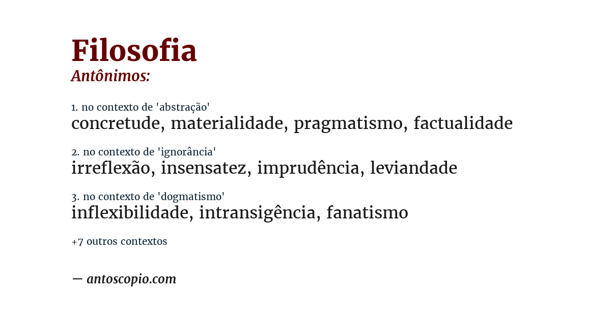Antônimo de filosofia
