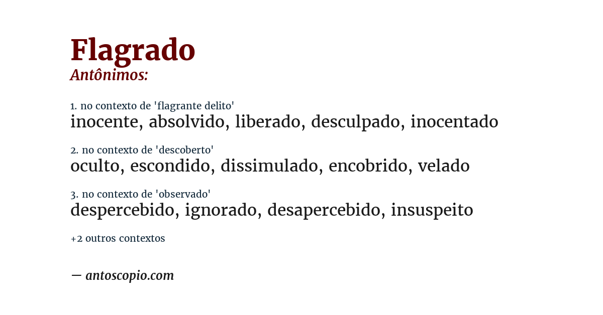 Antônimo de flagrado