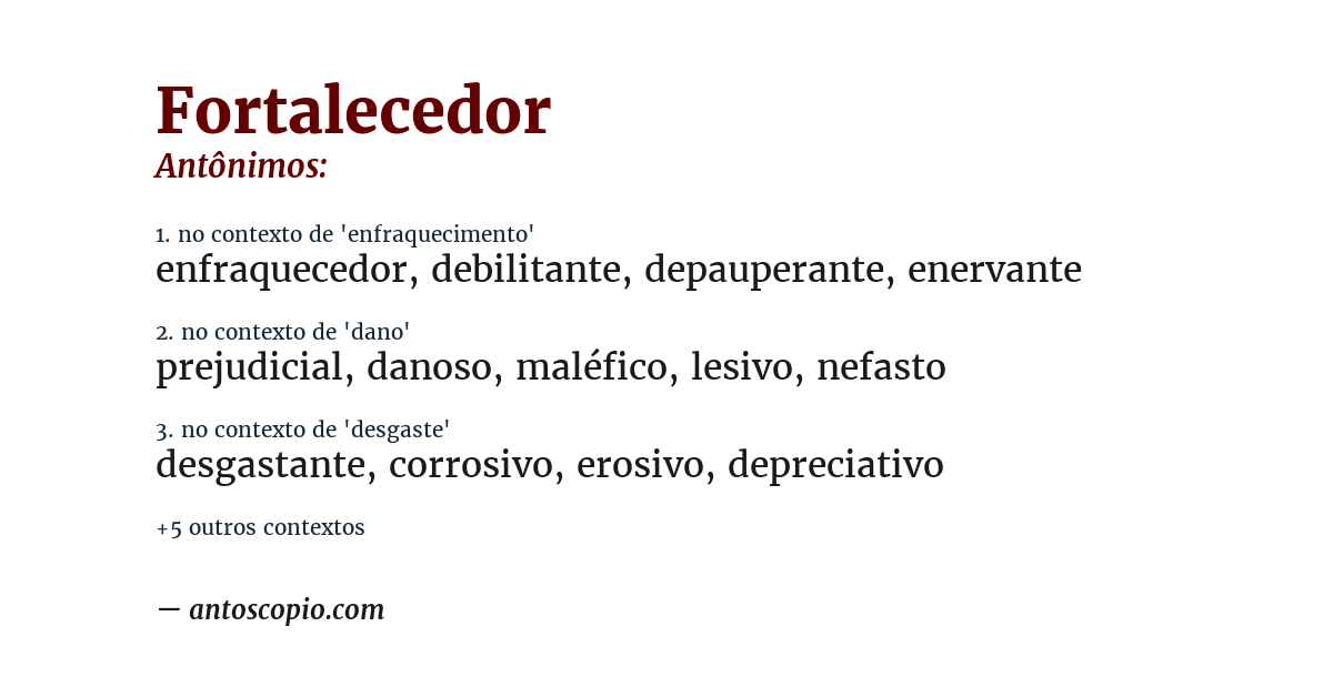 Antônimo de fortalecedor
