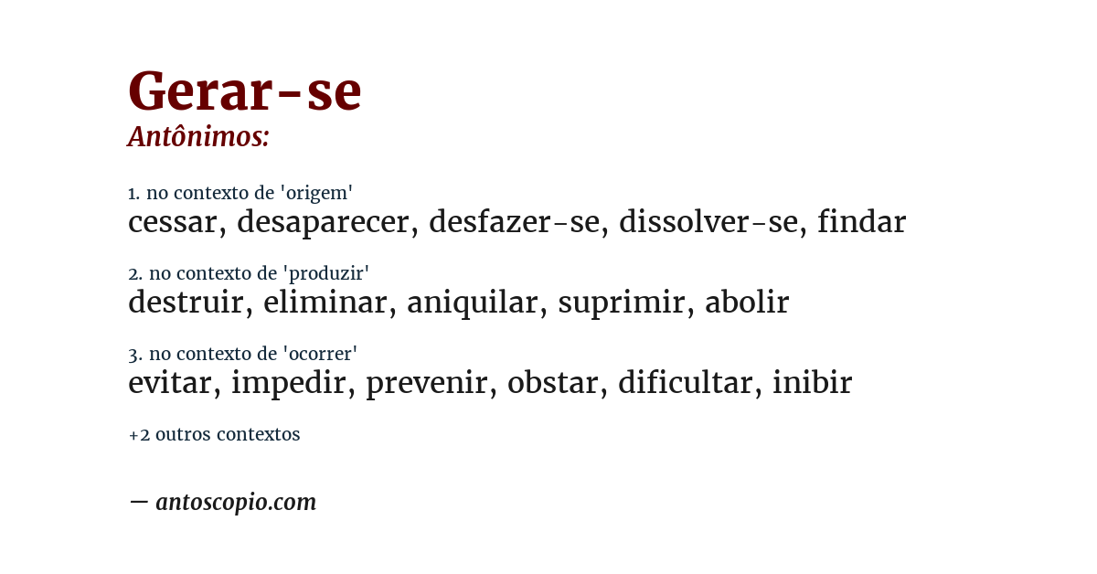 Antônimo de gerar-se