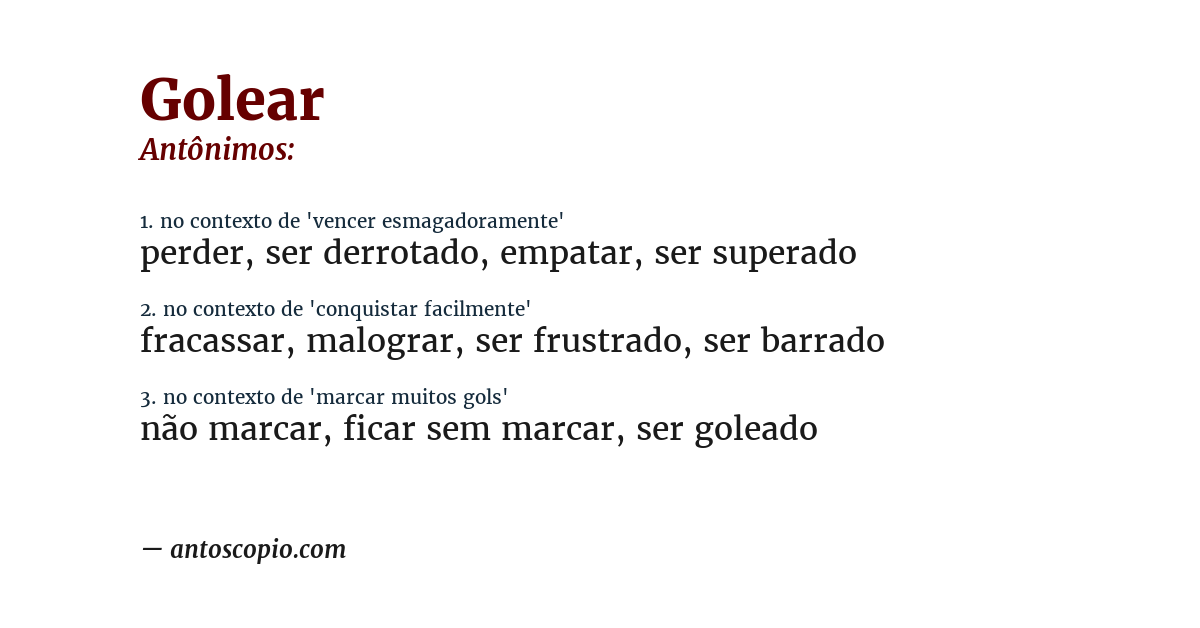 Antônimo de golear