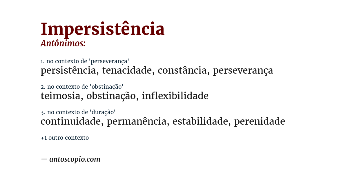 Antônimo de impersistência