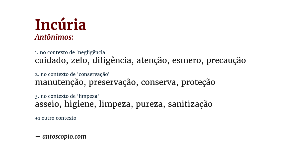 Antônimo de incúria