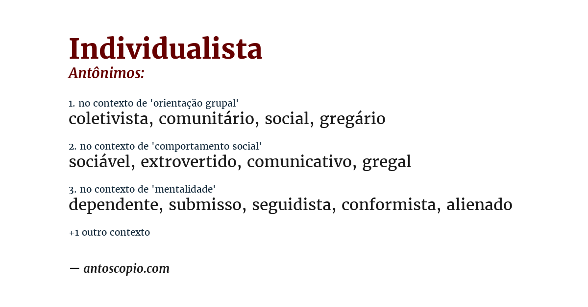 Antônimo de individualista