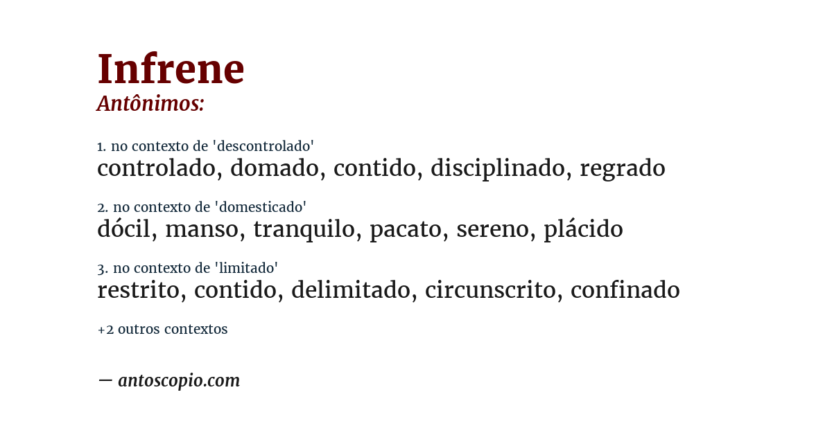Antônimo de infrene