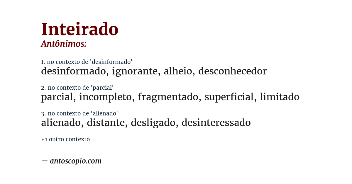 Antônimo de inteirado