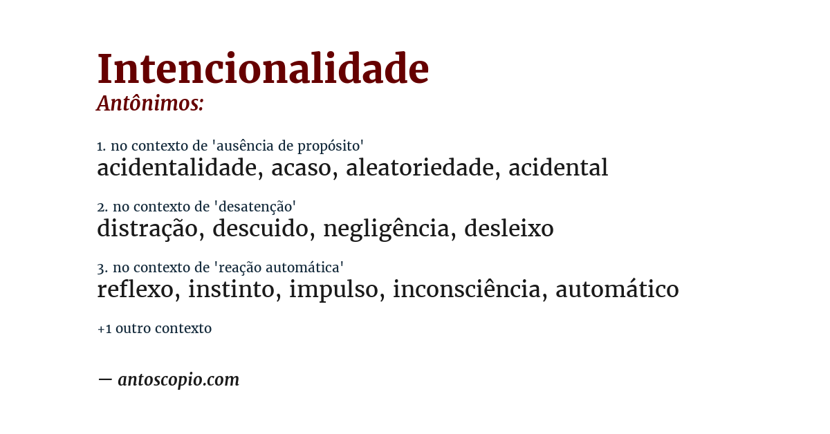 Antônimo de intencionalidade
