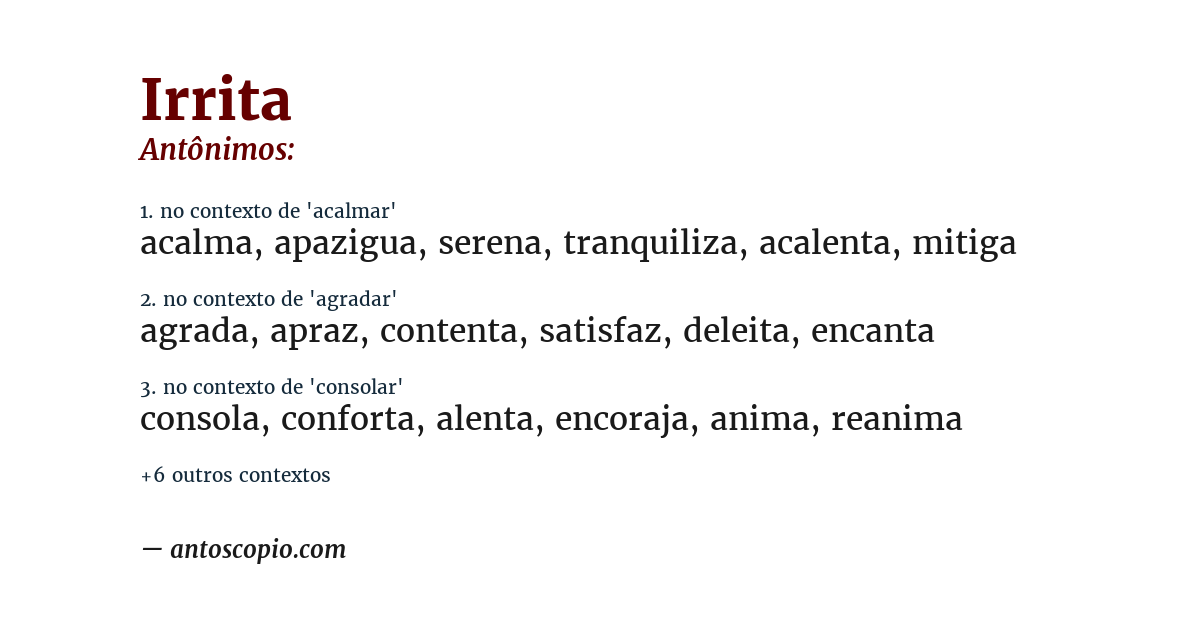Antônimo de irrita
