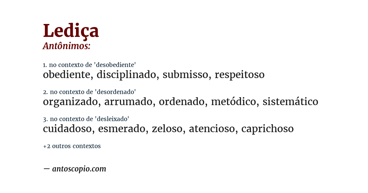 Antônimo de lediça
