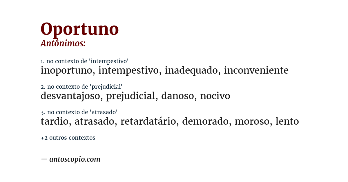 Antônimo de oportuno