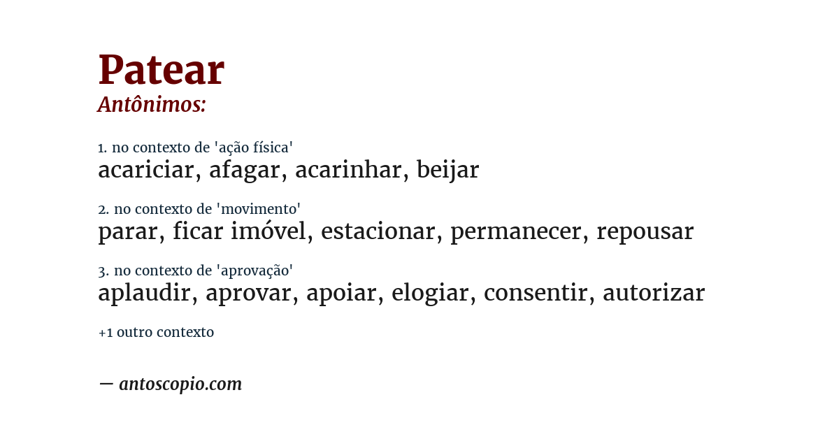 Antônimo de patear