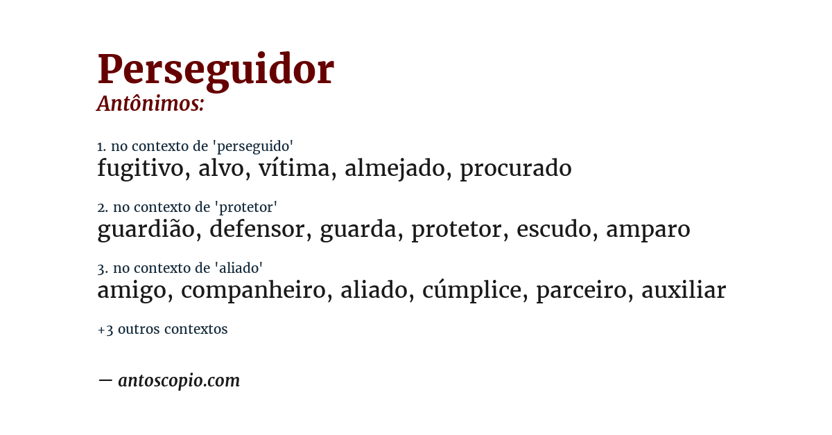 Antônimo de perseguidor
