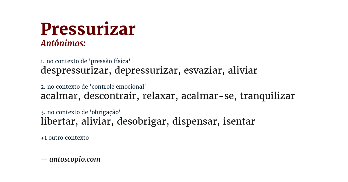 Antônimo de pressurizar