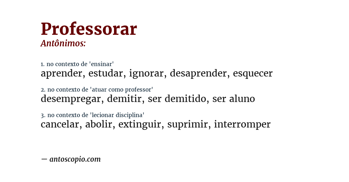 Antônimo de professorar
