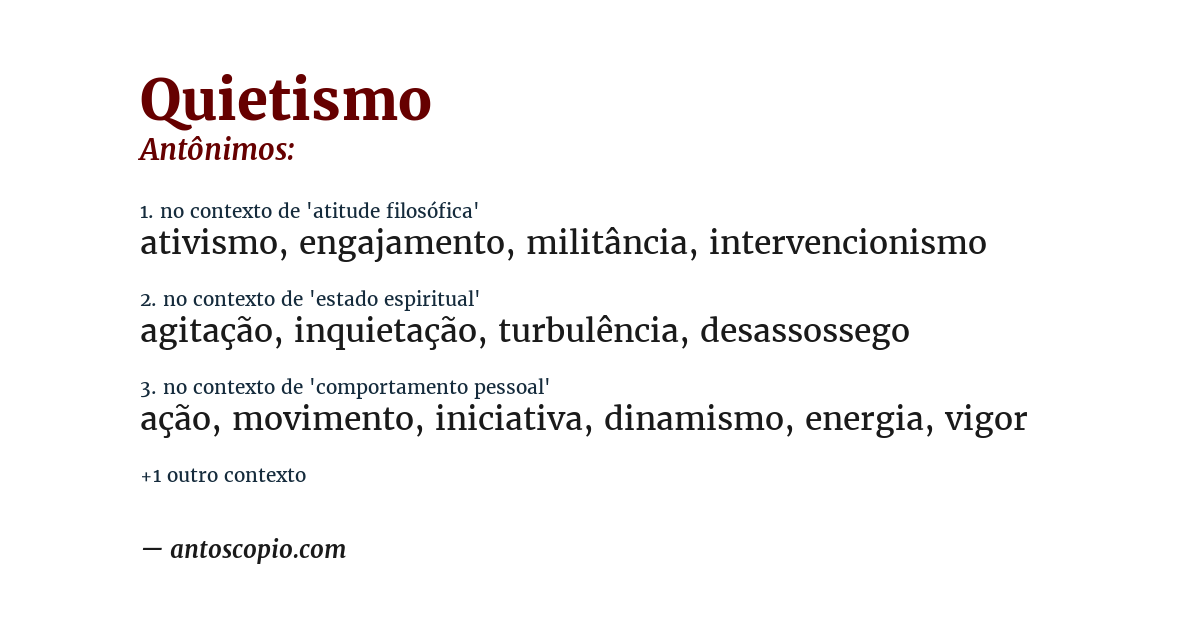 Antônimo de quietismo