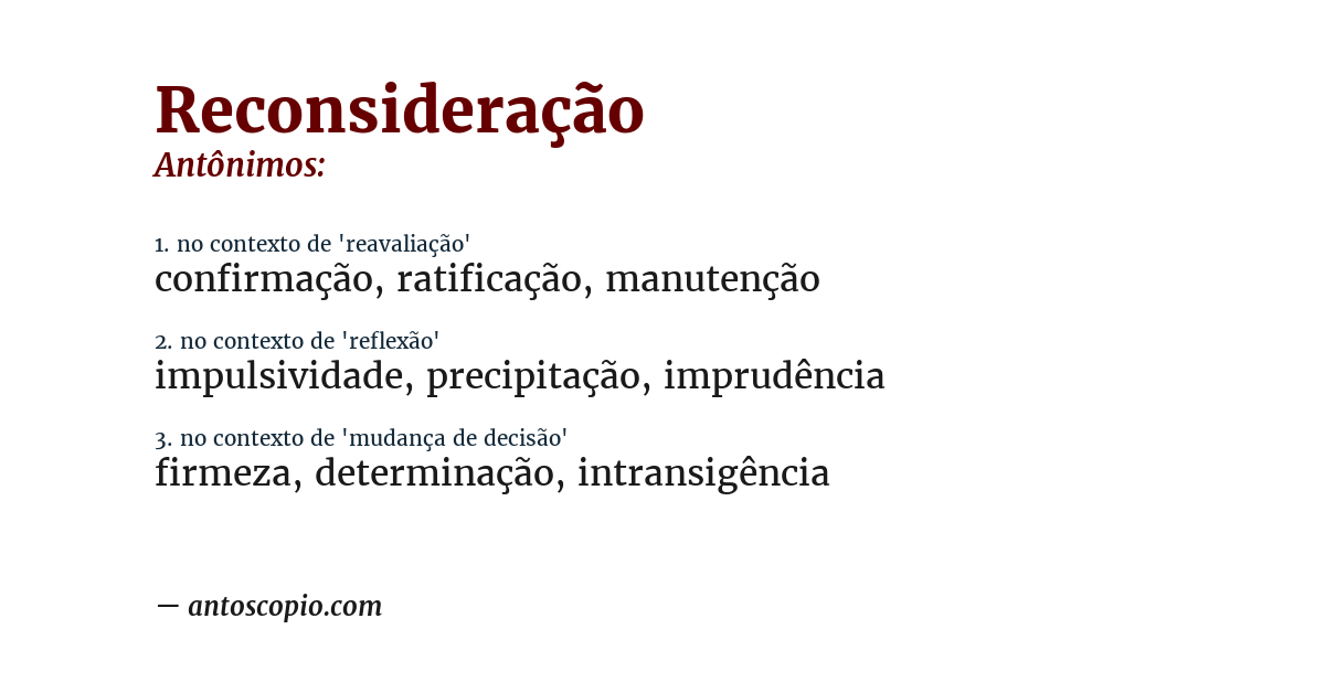 Antônimo de reconsideração