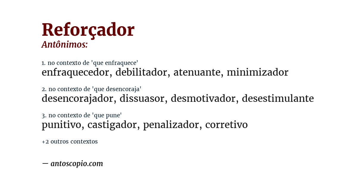 Antônimo de reforçador