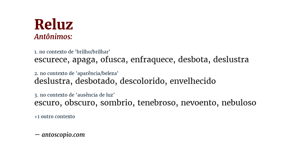 Antônimo de reluz