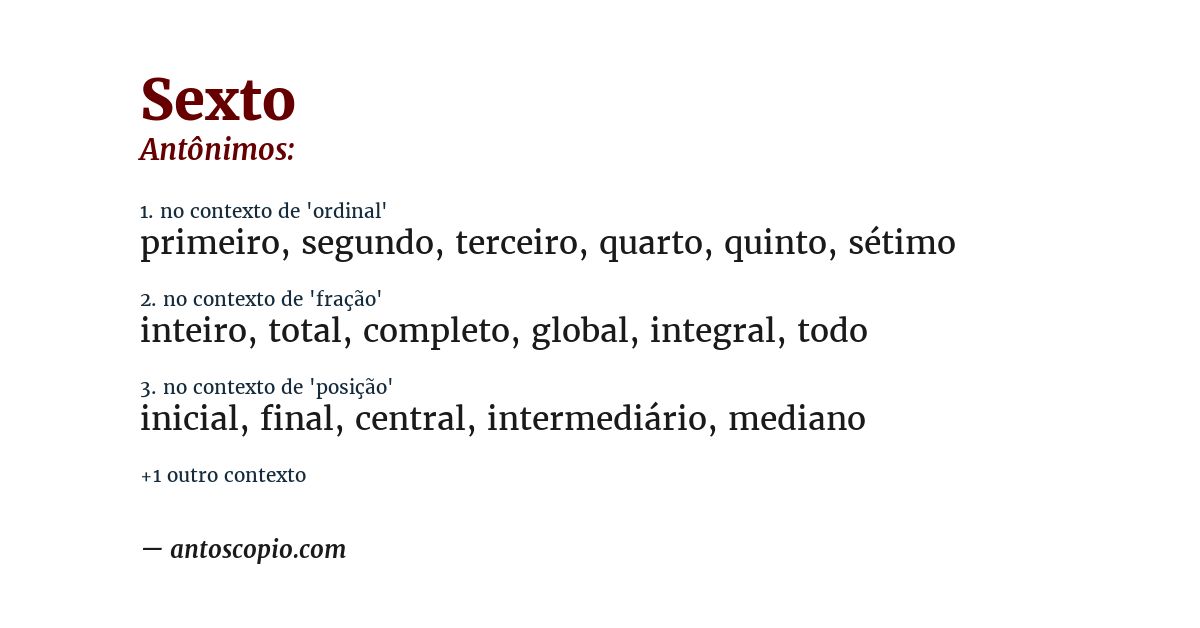 Antônimo de sexto