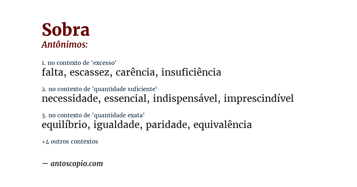 Antônimo de sobra